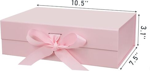 10.5"X7.5"X3.1" Pink Magnetic Gift Box with Lid and Ribbon for Presents in Saudi Arabia