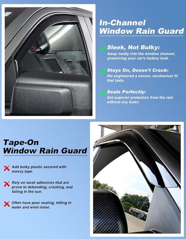 in-Channel Window Rain Guards Fit for Chevrolet(Chevy) Silverado & GMC Sierra Crew Cab 2014-2018 Truck Extra Durable Window Deflectors Window Vent Visors Vent Shades Exterior Car Accessories in Saudi Arabia