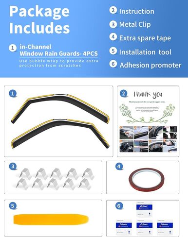in-Channel Window Rain Guards Fit for Chevrolet(Chevy) Silverado & GMC Sierra Crew Cab 2014-2018 Truck Extra Durable Window Deflectors Window Vent Visors Vent Shades Exterior Car Accessories in Saudi Arabia
