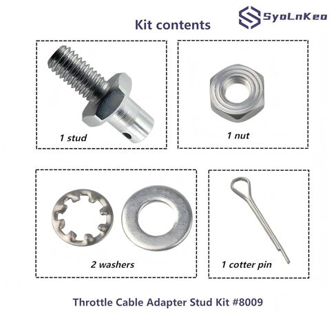 (2 Pack) Throttle Cable Adjustment Stud Kit #8009 Compatible with 1977 & Newer Chevrolet Models (Hardware Included: Nut, Washers, Cotter Pin) in Kuwait