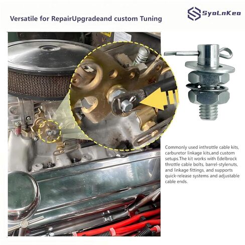 (2 Pack) Throttle Cable Adjustment Stud Kit #8009 Compatible with 1977 & Newer Chevrolet Models (Hardware Included: Nut, Washers, Cotter Pin) in Kuwait