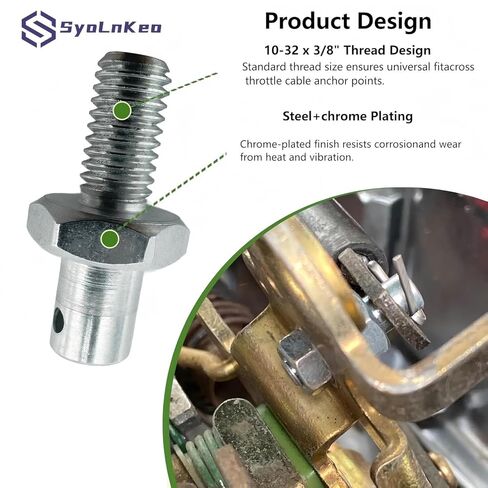 (2 Pack) Throttle Cable Adjustment Stud Kit #8009 Compatible with 1977 & Newer Chevrolet Models (Hardware Included: Nut, Washers, Cotter Pin) in Kuwait