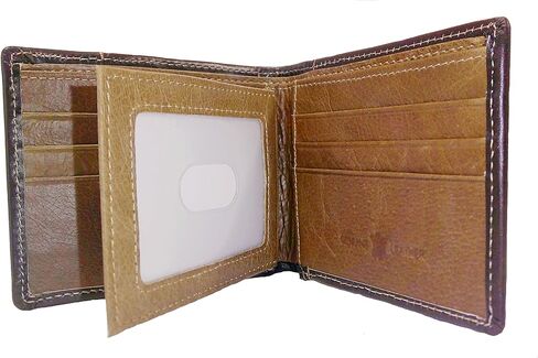 محفظة غزال مقطوعة بالليزر من الجلد الطبيعي للرجال من Western بستة ألوان (قهوة داكنة) in Kuwait
