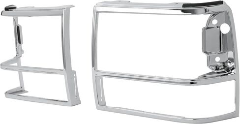 زوج من باب إطار المصباح الأمامي متوافق مع 1989-1994 Ford Bronco II/Explorer/Ranger GT/S Plus/S Plus لاستبدال FO2513111 FO2512156 Chrome + مطلي باللون الفضي الأيسر والأيمن in Kuwait