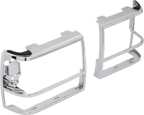 زوج من باب إطار المصباح الأمامي متوافق مع 1989-1994 Ford Bronco II/Explorer/Ranger GT/S Plus/S Plus لاستبدال FO2513111 FO2512156 Chrome + مطلي باللون الفضي الأيسر والأيمن in Kuwait