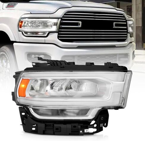 KEEKPO-For 2019 2020 2021 2022 2023 2024 Ram 2500 3500 كروم الحافة LED مع مصباح إشارة الهالوجين للمصابيح الأمامية للسائق in Saudi Arabia