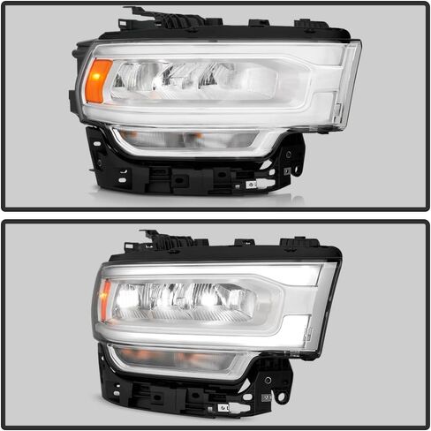 KEEKPO-For 2019 2020 2021 2022 2023 2024 Ram 2500 3500 كروم الحافة LED مع مصباح إشارة الهالوجين للمصابيح الأمامية للسائق in Saudi Arabia