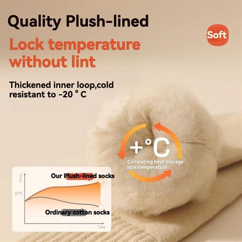 Winter Socks - Fleece-Lined Over-the-Knee Socks, 2-Pair Solid Color Set, Cashmere Blend, Warm and Cozy(US 5-9) in Saudi Arabia