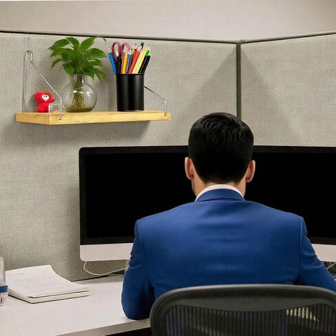 2 Pack Cubicle Accessories Fabric Wall Cubicle Shelf with Hooks, 11.8' & 15.8' Office Cubicle Decor Shelf,Wooden Cubicle Hanging Shelves for Office Cubicle Decor School Home in Saudi Arabia