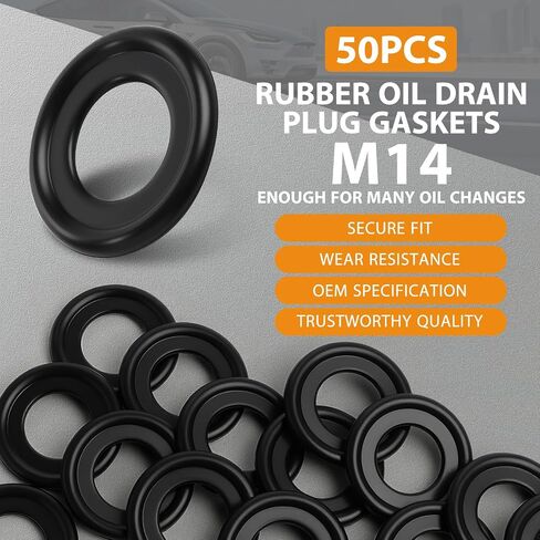 50 قطعة من حشية سدادة التصريف المطاطية، تناسب M14 استبدال 097-146، F75Z-6734-AA (19.3 × 14 مم) in Kuwait