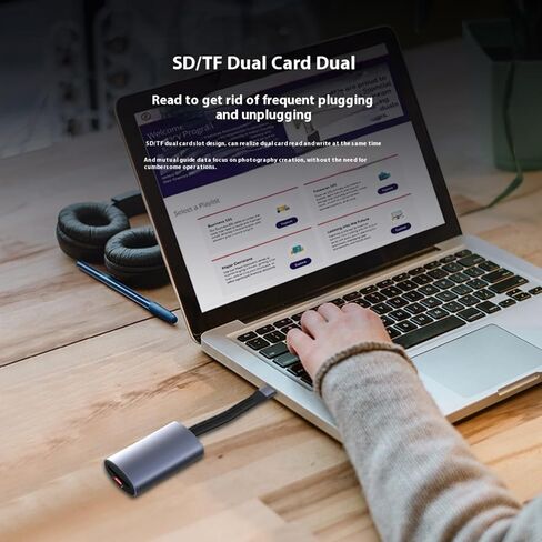 قارئ بطاقات بمنفذين USB من النوع C سرعة سريعة 312 برميل/الثانية نقل قراءة متزامن معدن محمول لبيانات التصوير الفوتوغرافي Ma in Kuwait