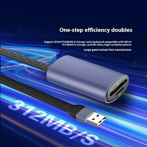 قارئ بطاقات بمنفذين USB من النوع C سرعة سريعة 312 برميل/الثانية نقل قراءة متزامن معدن محمول لبيانات التصوير الفوتوغرافي Ma in Kuwait