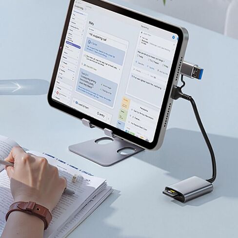 قارئ بطاقات USB 3.2 عالي السرعة مع موصلات USB C مزدوجة وUSB A، تصميم محمول من الألومنيوم in Kuwait