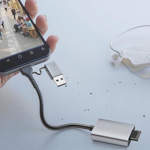 قارئ بطاقات USB 3.2 عالي السرعة مع موصلات USB C مزدوجة وUSB A، تصميم محمول من الألومنيوم in Kuwait