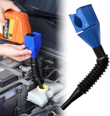 Oil Funnel for Car Oil Change,Portable Fuel Collapsible Gas Funnel with Hose for Motorcycle Gasoline Refill No-Spill Design,Blue in Saudi Arabia