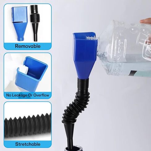 Oil Funnel for Car Oil Change,Portable Fuel Collapsible Gas Funnel with Hose for Motorcycle Gasoline Refill No-Spill Design,Blue in Saudi Arabia