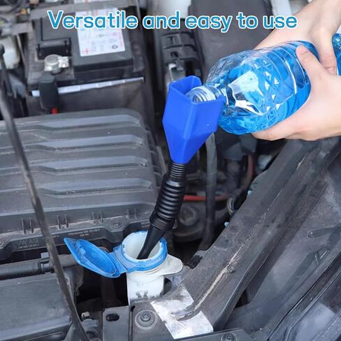 Oil Funnel for Car Oil Change,Portable Fuel Collapsible Gas Funnel with Hose for Motorcycle Gasoline Refill No-Spill Design,Blue in Saudi Arabia