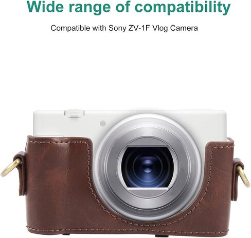 PULUZ Leather Case for Sony ZV-1F, Protective Vintage Camera Bag (Coffee) in Saudi Arabia