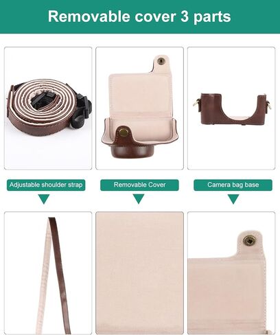 PULUZ Leather Case for Sony ZV-1F, Protective Vintage Camera Bag (Coffee) in Saudi Arabia