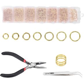 MECCANIXITY 1170Pcs Jump Rings for Jewelry Making, 7 Sizes Jewelry Making Kit with Jump Ring Opener & Pliers for Keychains Earings Repairing DIY Crafting Gold in Kuwait