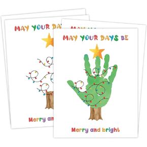 10 قطع من حزمة الأعمال الفنية لبصمة اليد لعيد الميلاد، مجموعة تذكار لبصمة اليد مقاس 8.5 × 11 بوصة للعائلة والفصول الدراسية، وأنشطة الحرف اليدوية التذكارية، وديكور منزل عيد الميلاد، وتفضلات حفلات الشتاء للعائلة - 8 in Kuwait