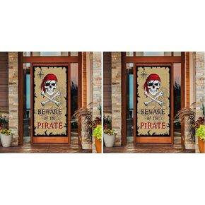 لافتة باب بعبارة «Beware of Pirates» لتزيين حفلات القراصنة والهالوين واعياد الميلاد وكشك الصور ومستلزمات الحفلات بطابع القراصنة in Kuwait