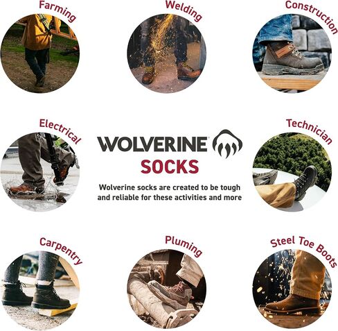 Wolverine Men's Safety Toe Work Boot Crew Socks - 2 Pairs - Durable Cushioning in Saudi Arabia