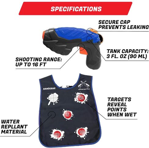 ArmoGear Water Guns & Water Activated Vests | Summer Outdoor or Backyard Water Toy for Teen Kids | Great Outdoor Play Fun Toy for Kids Boys & Girls | Water Activated Vest Set Ages 8 Year + in Saudi Arabia