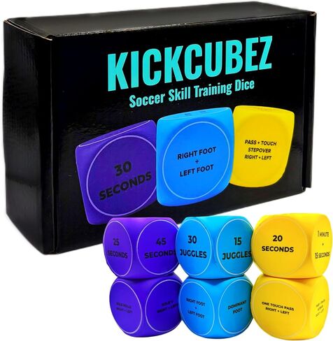 Soccer Skill Improvement Kick Up Training Dice Set (6pcs) -Sports Soccer Gift for Boys & Girls Juggling, Footwork, & Passing- Entrenamiento Completo para Jóvenes Futbolistas in Saudi Arabia
