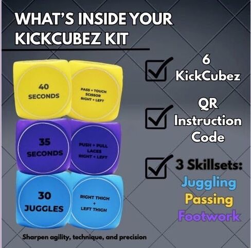 Soccer Skill Improvement Kick Up Training Dice Set (6pcs) -Sports Soccer Gift for Boys & Girls Juggling, Footwork, & Passing- Entrenamiento Completo para Jóvenes Futbolistas in Saudi Arabia