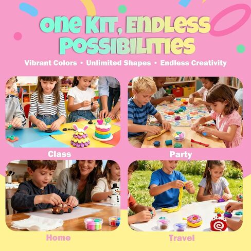 Christmas Gifts Air Dry Clay Kit for Kids | 12 Pack with 4 Colors & 12 Sculpting Guides | Non-Toxic, Easy to Use Creative Gift for Ages 3+ | Christmas Gifts for Kids, Holiday Gifts & Party Favors in Saudi Arabia