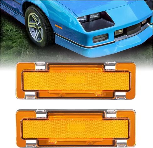 HECASA Pair Front Side Marker Light Compatible with 1982-1992 Chevy Chevrolet Camaro Pontiac Firebird Replacement for GM2550118 GM2551110 Marker Lamp Driver&Passenger Side - Yellow Lens in Saudi Arabia