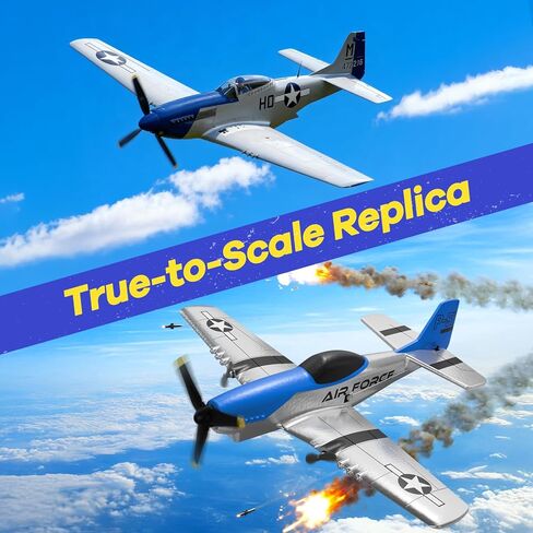 طائرة RC، طائرة RC بتردد 2.4 جيجا هرتز للأطفال المبتدئين والأولاد، طائرة تحكم عن بعد 3CH مع طائرة تحكم عن بعد جيروسكوبية P51 ذات 6 محاور in Kuwait