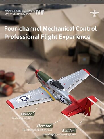 P51 RC Plane 4 Channel Remote Control Airplane with Aileron/Aerobatic/3Level FC/Gyro Stabilizer Easy Control for Boys Adults Beginners Best Mustang RC Airplane Fighter Glider Gift for Kids Youths 8-16 in Saudi Arabia