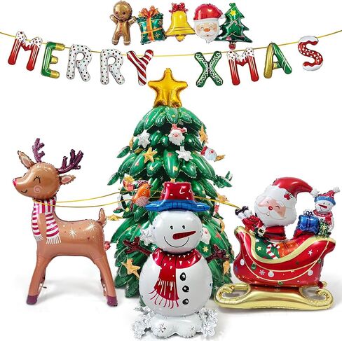 بالونات عيد الميلاد للزينة مع بالونات شجرة عيد الميلاد، رسائل عيد الميلاد، سانتا كلوز، رجل الثلج، بالون رقائق الزنجبيل لعيد الميلاد تحت عنوان لوازم ديكور حفلات العطلات in Saudi Arabia