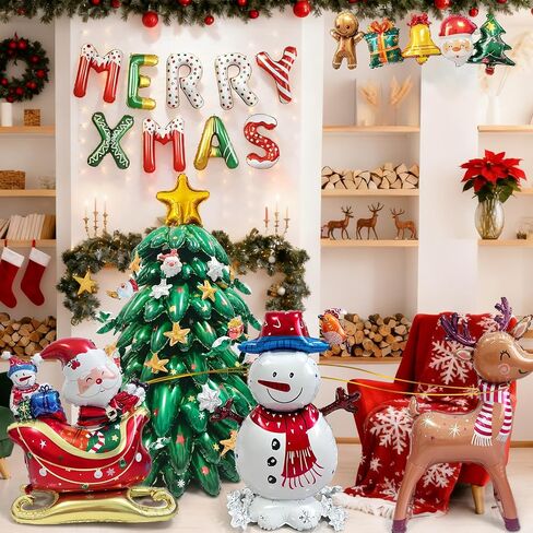 بالونات عيد الميلاد للزينة مع بالونات شجرة عيد الميلاد، رسائل عيد الميلاد، سانتا كلوز، رجل الثلج، بالون رقائق الزنجبيل لعيد الميلاد تحت عنوان لوازم ديكور حفلات العطلات in Saudi Arabia
