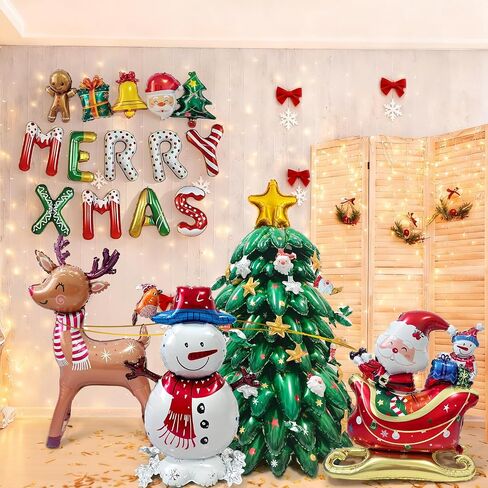 بالونات عيد الميلاد للزينة مع بالونات شجرة عيد الميلاد، رسائل عيد الميلاد، سانتا كلوز، رجل الثلج، بالون رقائق الزنجبيل لعيد الميلاد تحت عنوان لوازم ديكور حفلات العطلات in Saudi Arabia