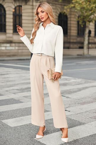 Newshows Button Down Shirts for Women Work Blouses Dressy Casual Business Casual Long Sleeve Basic Tops in Saudi Arabia