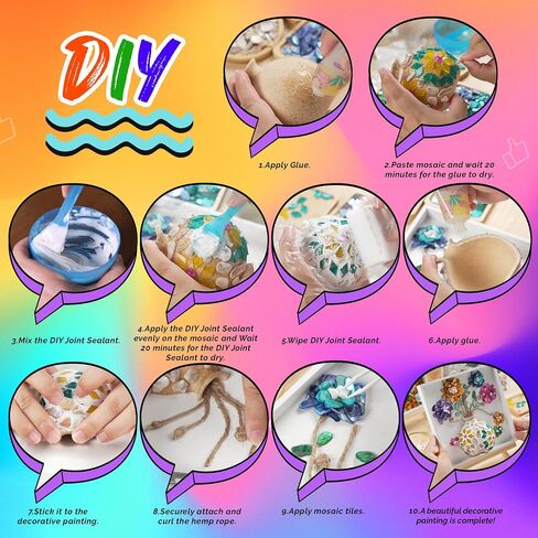 Joyclub DIY Vase Mosaic Painting Kit Mosaic Kits for Adults and Kids with Vase Flower Creativity Handmade Arts and Crafts Mosaic Making Projects Supplies Christmas Gifts Home Room Decor in Saudi Arabia