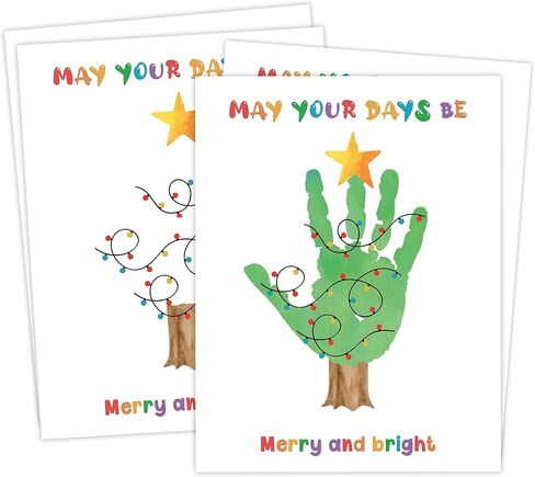 10 قطع من حزمة الأعمال الفنية لبصمة اليد لعيد الميلاد، مجموعة تذكار لبصمة اليد مقاس 8.5 × 11 بوصة للعائلة والفصول الدراسية، وأنشطة الحرف اليدوية التذكارية، وديكور منزل عيد الميلاد، وتفضلات حفلات الشتاء للعائلة - 8 in Kuwait