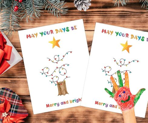 10 قطع من حزمة الأعمال الفنية لبصمة اليد لعيد الميلاد، مجموعة تذكار لبصمة اليد مقاس 8.5 × 11 بوصة للعائلة والفصول الدراسية، وأنشطة الحرف اليدوية التذكارية، وديكور منزل عيد الميلاد، وتفضلات حفلات الشتاء للعائلة - 8 in Kuwait