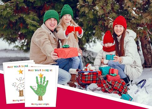 10 قطع من حزمة الأعمال الفنية لبصمة اليد لعيد الميلاد، مجموعة تذكار لبصمة اليد مقاس 8.5 × 11 بوصة للعائلة والفصول الدراسية، وأنشطة الحرف اليدوية التذكارية، وديكور منزل عيد الميلاد، وتفضلات حفلات الشتاء للعائلة - 8 in Kuwait