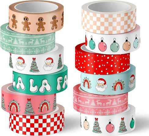 12 Rolls Christmas Boho Washi Tape Masking Tape Set Cute Santa Tree Gingerbread Man Wrapping Paper Tapes for Xmas Holiday Scrapbook Journal DIY Art Crafts in Saudi Arabia