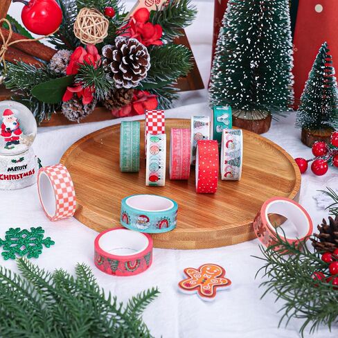 12 Rolls Christmas Boho Washi Tape Masking Tape Set Cute Santa Tree Gingerbread Man Wrapping Paper Tapes for Xmas Holiday Scrapbook Journal DIY Art Crafts in Saudi Arabia