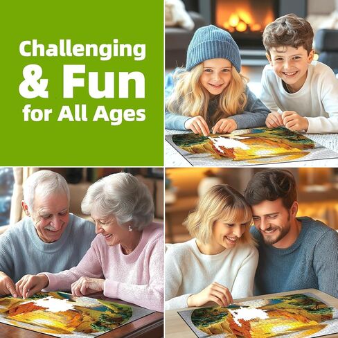 عيد الميلاد 500 قطعة بانوراما الألغاز للبالغين عطلة المشهد لغز مع رسائل على الظهر جوارب شجرة احتفالية الموقد المشهد متعة الألغاز العائلية هدية للبالغين كبار السن (20 "× 20") in Kuwait