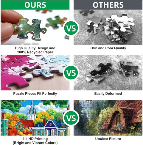 عيد الميلاد 500 قطعة بانوراما الألغاز للبالغين عطلة المشهد لغز مع رسائل على الظهر جوارب شجرة احتفالية الموقد المشهد متعة الألغاز العائلية هدية للبالغين كبار السن (20 "× 20") in Kuwait