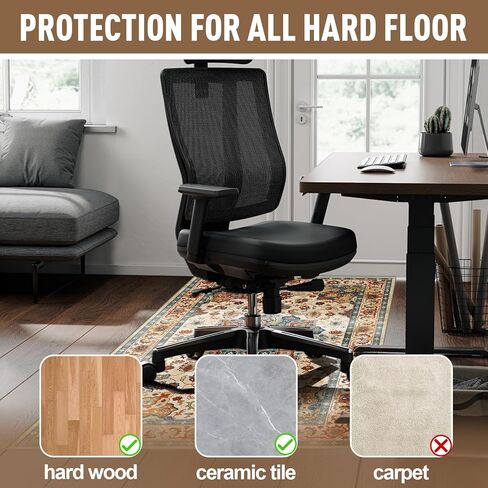 Office Chair Mat for Hardwood Floors - 48X35.5" Desk Chair Mat for Rolling Chair, Under Desk Rug Protects Hard Floors from Damage, Low Pile Floor Protector for Rolling Chair, Non-Slip in Kuwait