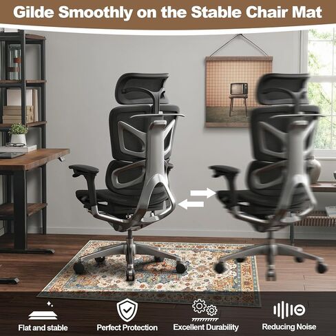 Office Chair Mat for Hardwood Floors - 48X35.5" Desk Chair Mat for Rolling Chair, Under Desk Rug Protects Hard Floors from Damage, Low Pile Floor Protector for Rolling Chair, Non-Slip in Kuwait