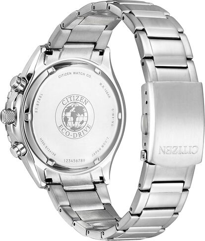 Citizen Men's Eco-Drive Weekender Chronograph Watch in Silver-tone Stainless Steel, Black Dial (Model: AT2387-52E) in Saudi Arabia
