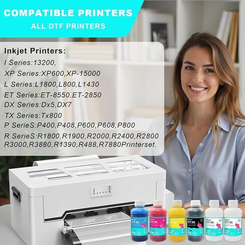 Mailumi DTF Ink Premium Pro Bundle for T-Shirts & Apparel, High Opacity White & Color Set, Universal for DTF Printers, Includes User Guide in Saudi Arabia